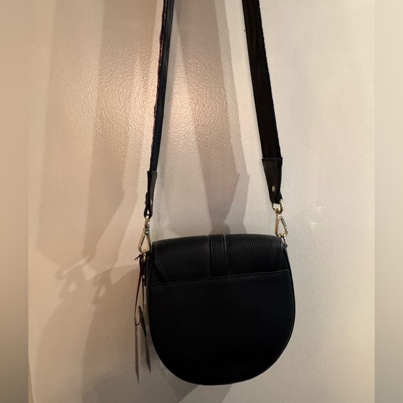 Black Crossbody Bag with Patterned “Guitar” Strap or regular black strap - Picture 6 of 9